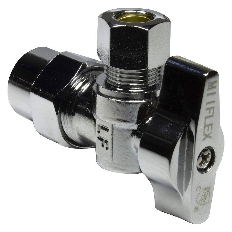 Miiflex Heavy Duty 1/2 in. CPVC SLIP Inlet x 3/8 in. OD Compression Outlet Chrome Plated Brass 1/4 Turn Single Piece Body Angle Valve (Pack of 5) - Image 4